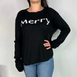 Wooden Ships Soft Fuzzy "Merry" Black & White Oversized Knitted Sweater